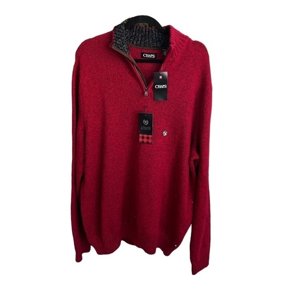 NWT Chaps Mens Cozy Knit Quarter Zip Sweater | Red Twist |  XXL - Picture 1 of 6